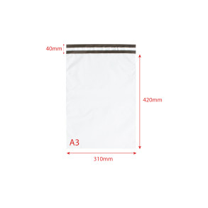 Poly mailers standard A3 310x420 mm 50pcs no printing