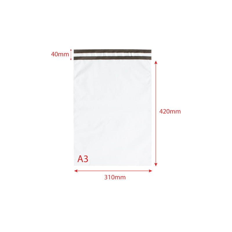 Poly mailers standard 310x420 mm 50pcs no printing