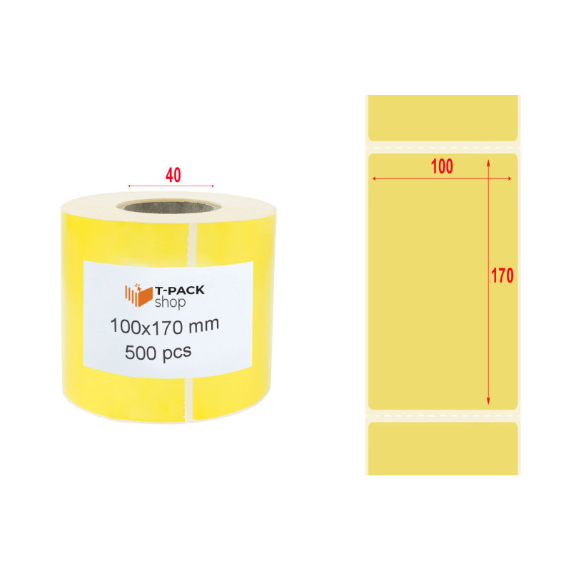 Thermal Labels 100x170 500pcs core 40mm yellow