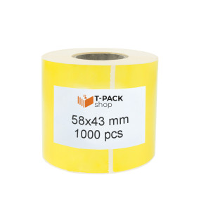 Thermal Labels 58x43 1000pcs core 40mm yellow