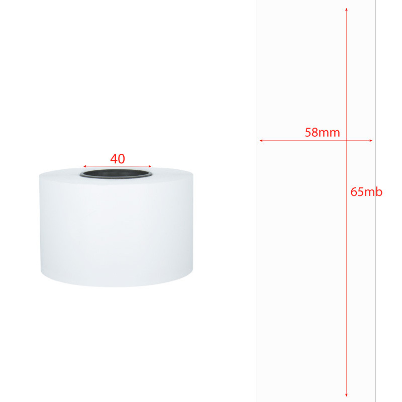 Thermal Labels Linerless 58mm 65mb core 25mm white