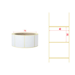 Thermal labels opaque 40x35mm 500pcs 76mm white