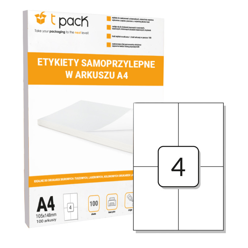 Labels in sheet A4 TNT 105x148mm 400 pcs.