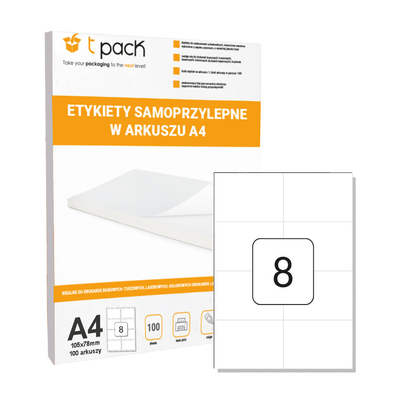 Labels in sheet A4 TNT 105x74mm 800 pcs.