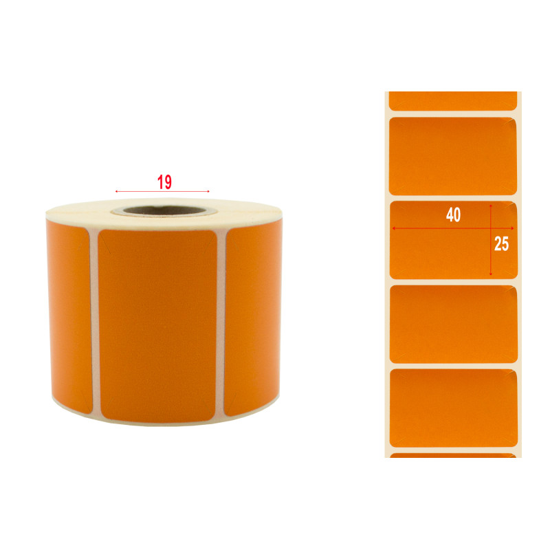 Thermal labels opaque 40x25mm 500pcs 19mm orange