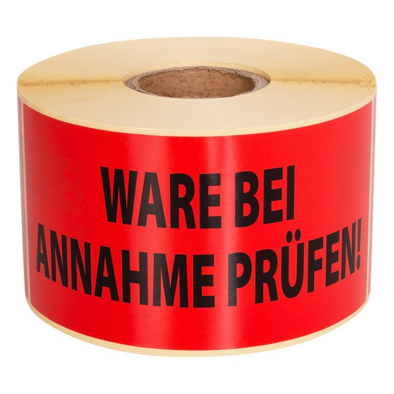 Warning labels WARE BEI ANNAHME PRÜFEN! 70x140 500pcs