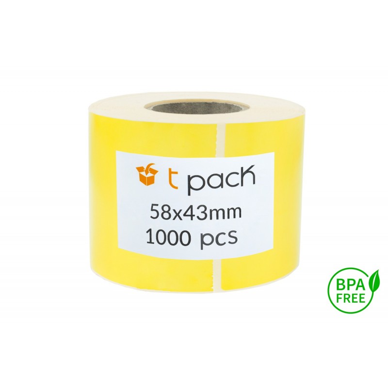 Thermal Labels 58x43 1000pcs core 40mm yellow