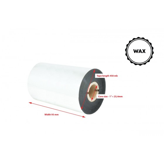 Wax Thermal Transfer Ribbon 95x450 Black 1inch OUT