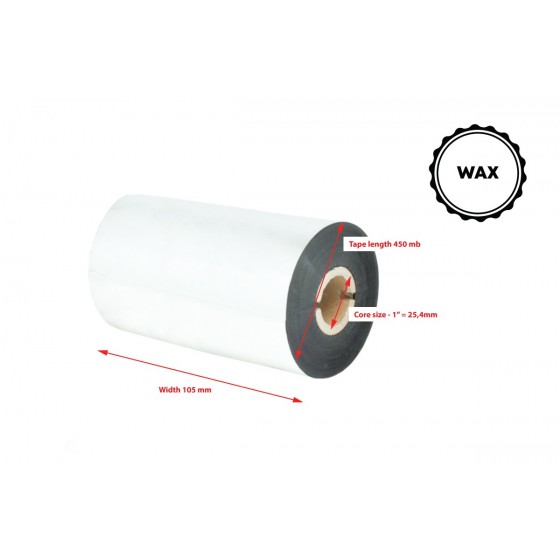 Wax Thermal Transfer Ribbon 105x450 Black 1inch OUT