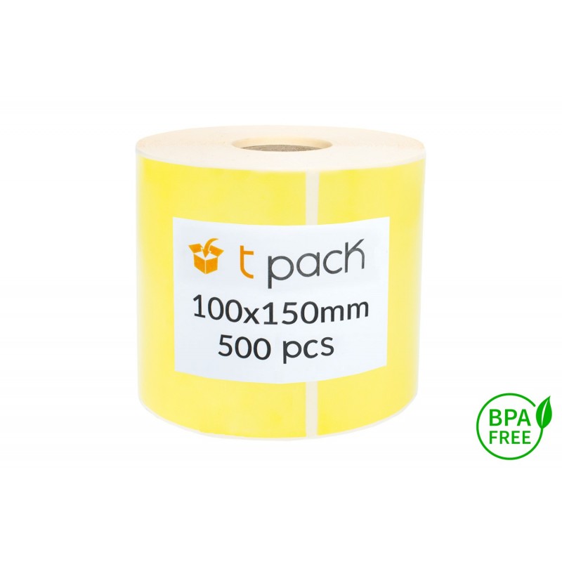 Thermal Labels 100x150mm 500pcs core 25mm yellow